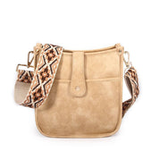Beige Guitar Strap Vegan Leather Crossbody Bag | Handbags Daverri Fashions