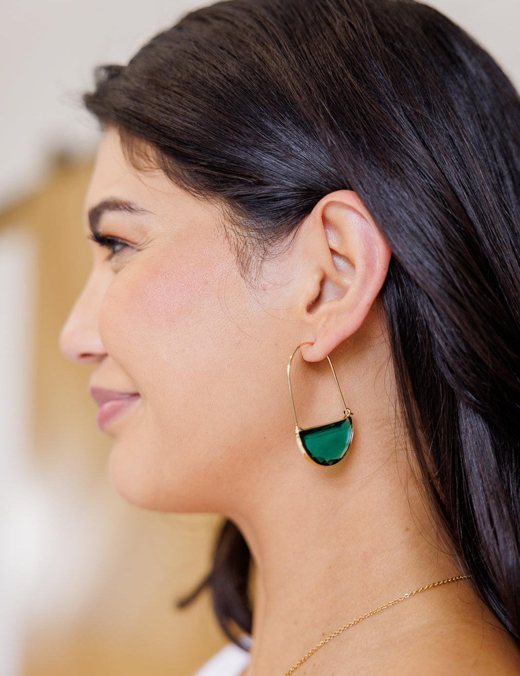 Half Circle Crystal Earrings | Earrings Daverri Fashions