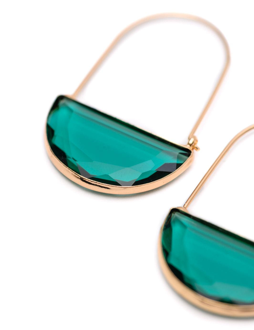 Half Circle Crystal Earrings | Earrings Daverri Fashions