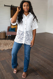 Very J Lace Button Down Shirt | Shirts Daverri Fashions