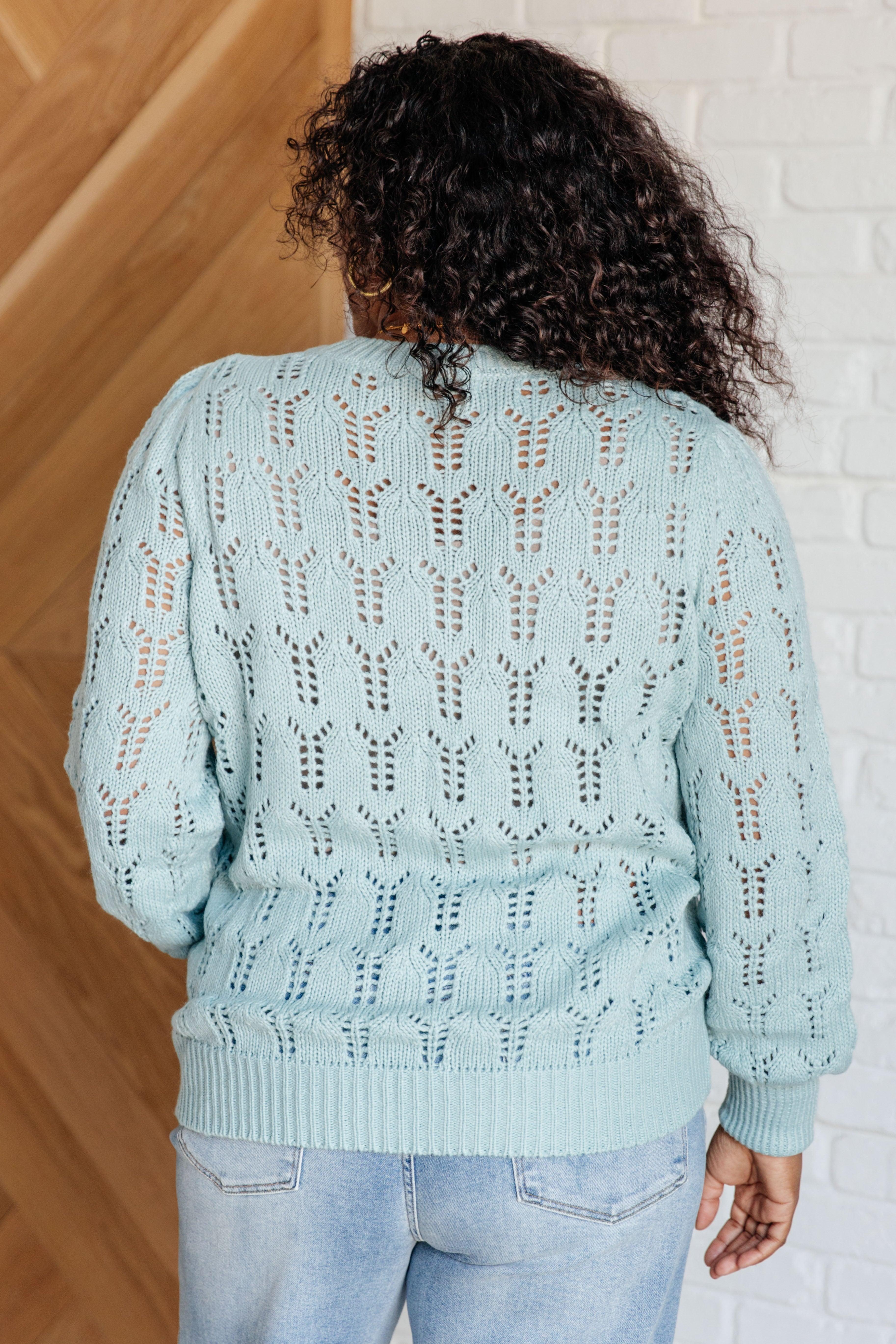 Hole In One Sheer Pointelle Knit Sweater | Sweaters Daverri Fashions