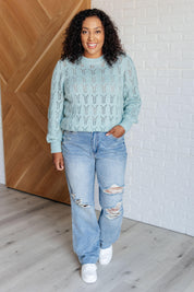 Hole In One Sheer Pointelle Knit Sweater | Sweaters Daverri Fashions