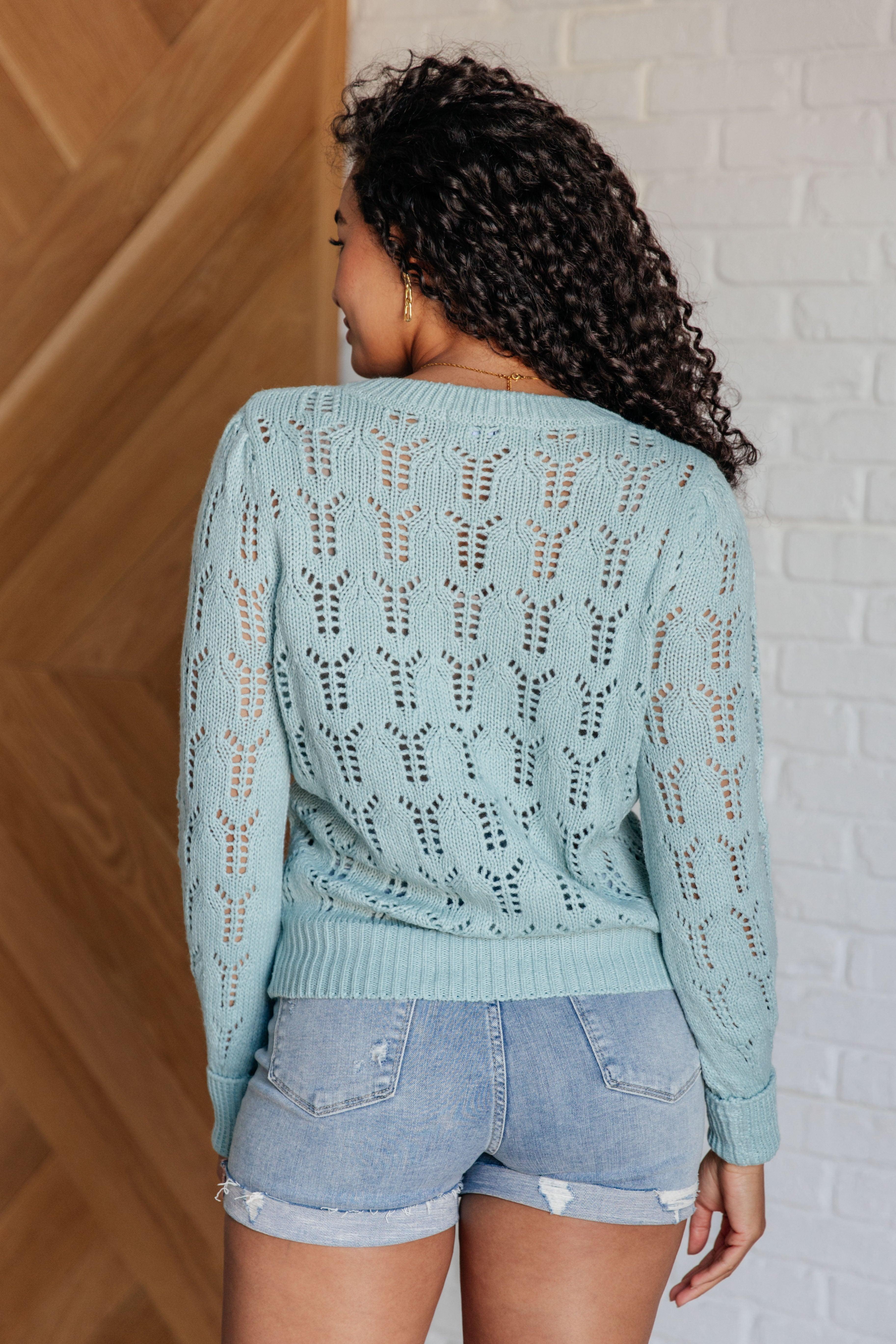 Hole In One Sheer Pointelle Knit Sweater | Sweaters Daverri Fashions
