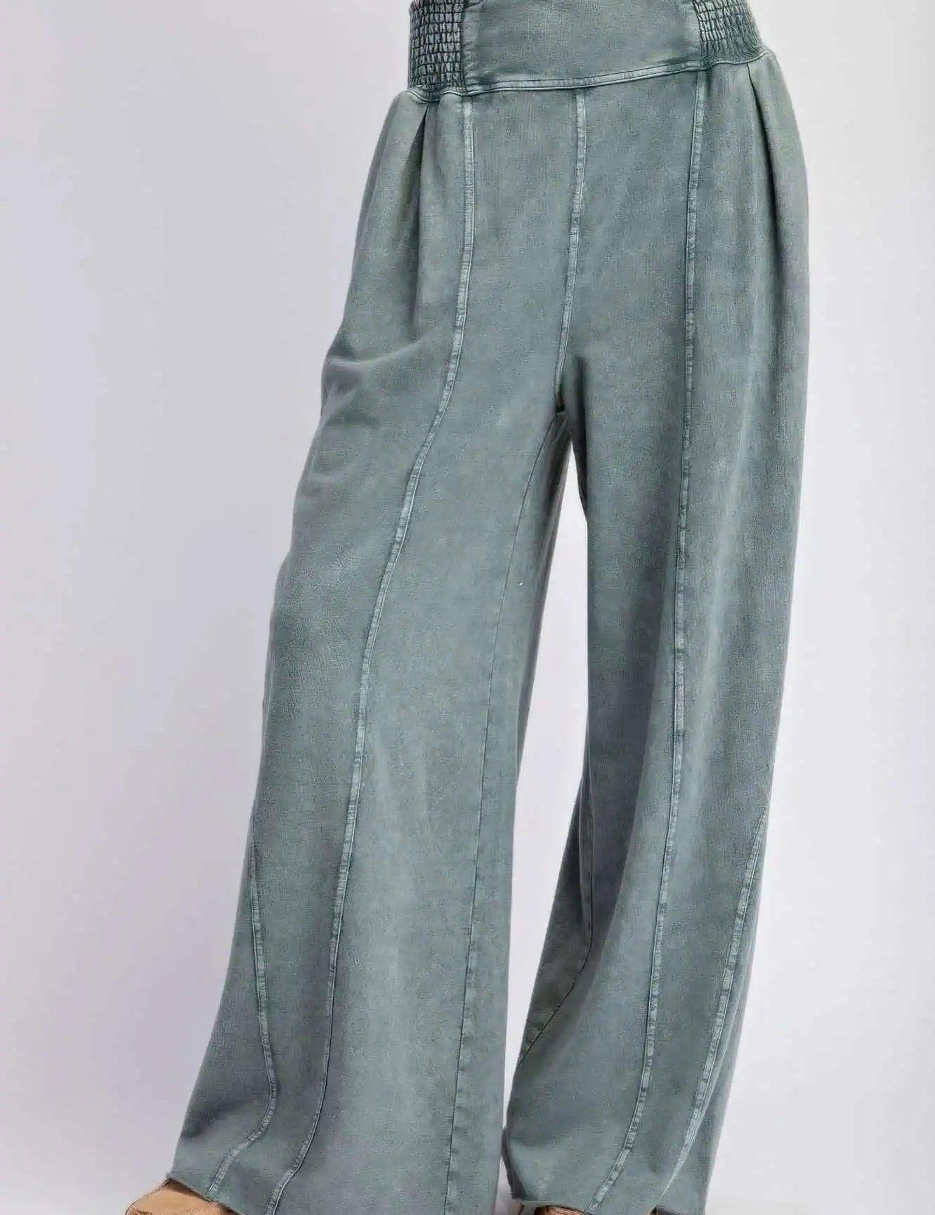 Mineral Washed Terry Knit Pants | Pants Daverri Fashions