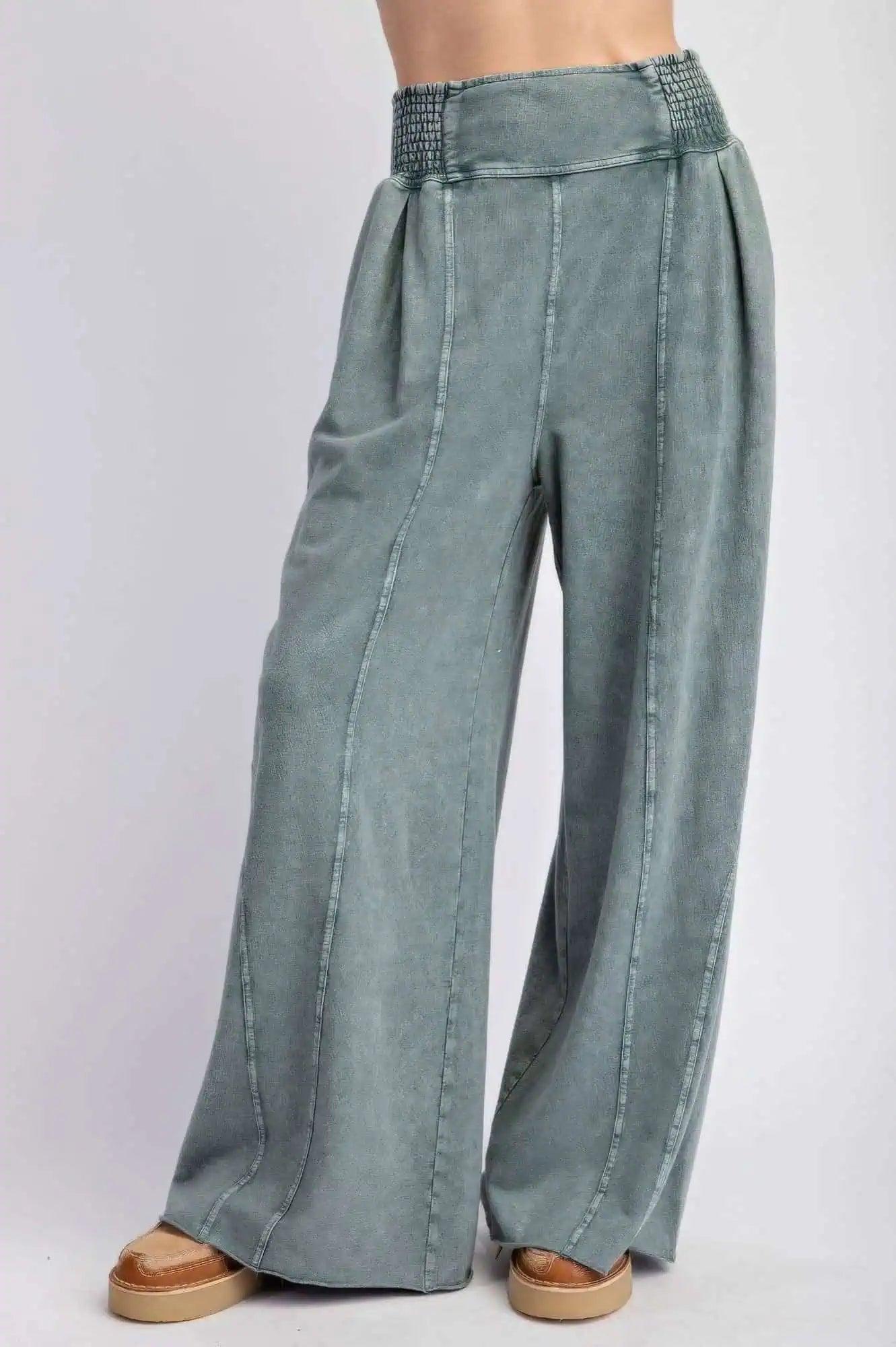 Mineral Washed Terry Knit Pants | Pants Daverri Fashions