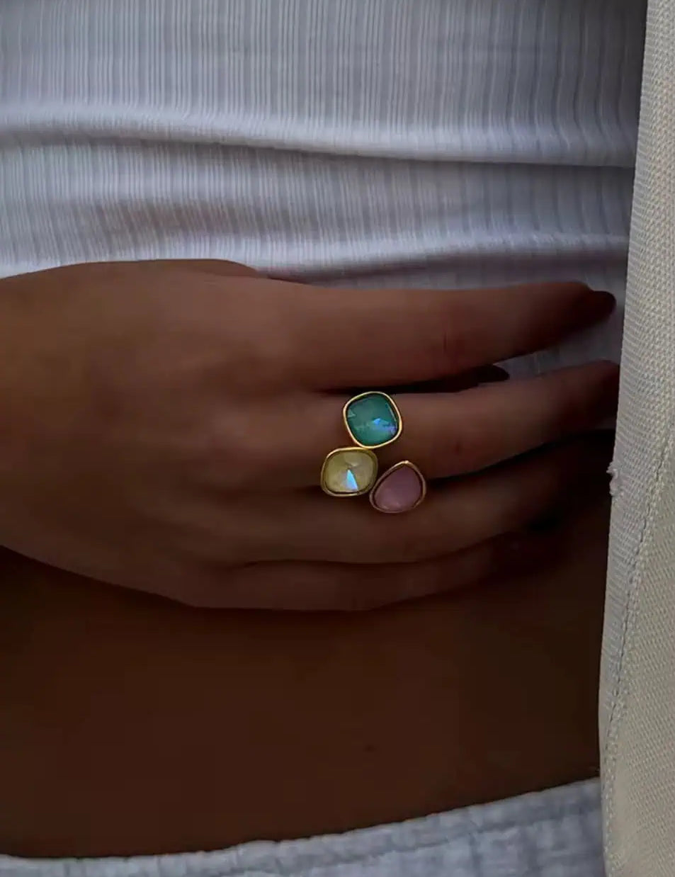 Triple Rhinestone Bypass Ring | Rings Daverri Fashions