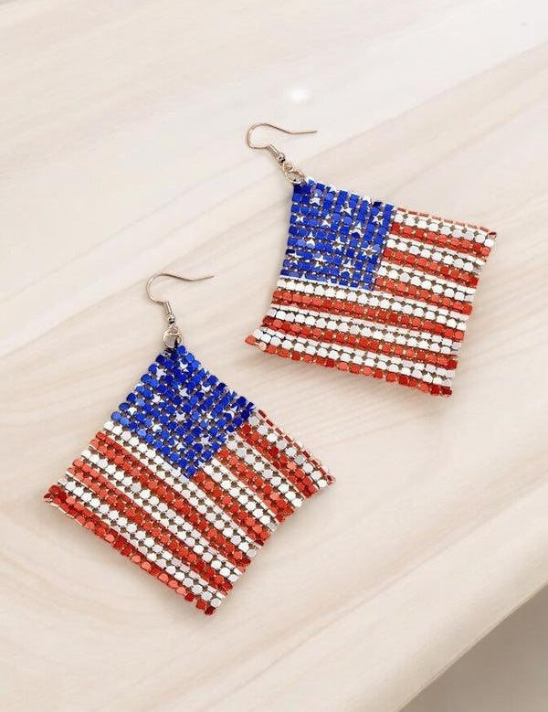 Stars and Stripes Mesh Dangle Earrings | Earrings Daverri Fashions