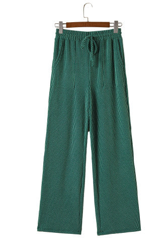 Crinkle Rib JOLLY Pattern Top and Pockets Pants Set | Loungewear Sets Daverri Fashions