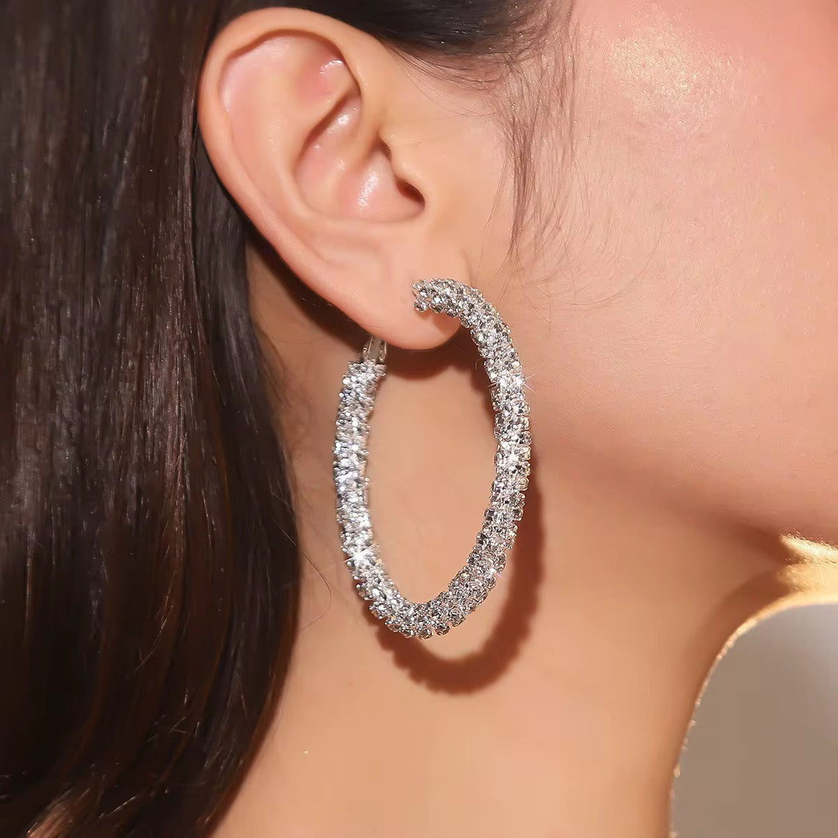60MM Iconic Rhinestone Hoops | Earrings Daverri Fashions