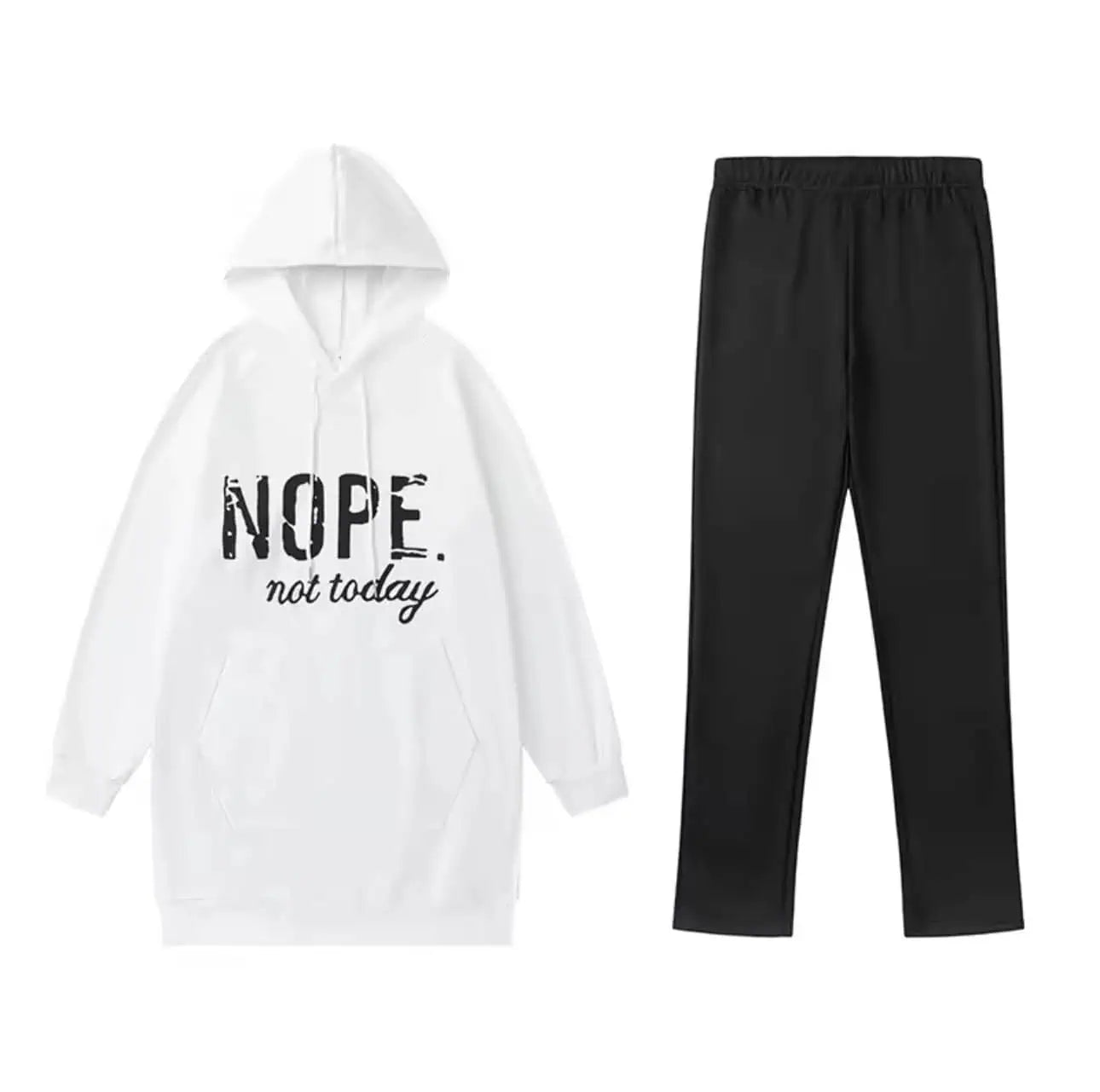 Leggings & Nope Not Today Oversized Split Hem Hoodie Loungewear Set | Loungewear Sets Daverri Fashions