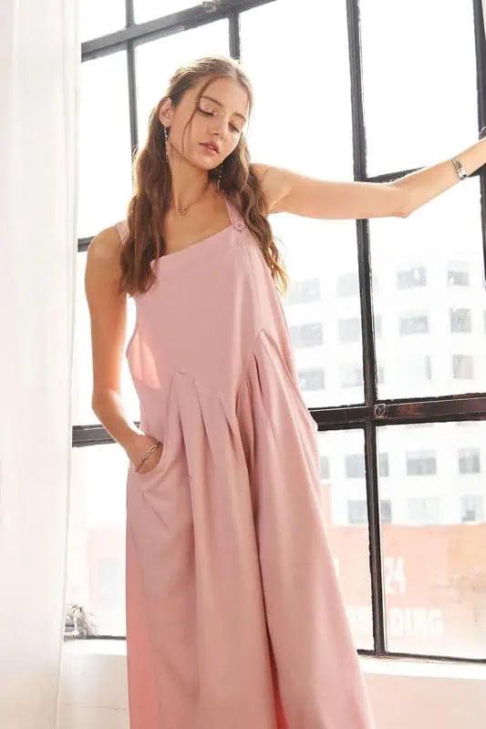 ADORA Square Neck Wide Leg Overalls with Pockets | Overalls Daverri Fashions