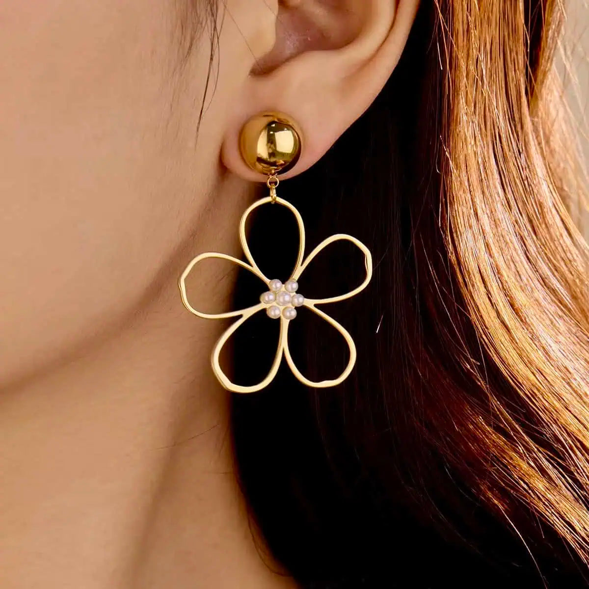 Alloy Flower Drop Earrings | Earrings Daverri Fashions