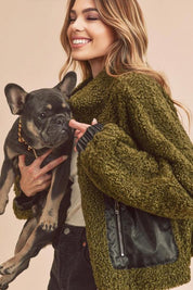 Aemi + Co Collared Neck Zip Up Sherpa Jacket | Jackets Daverri Fashions