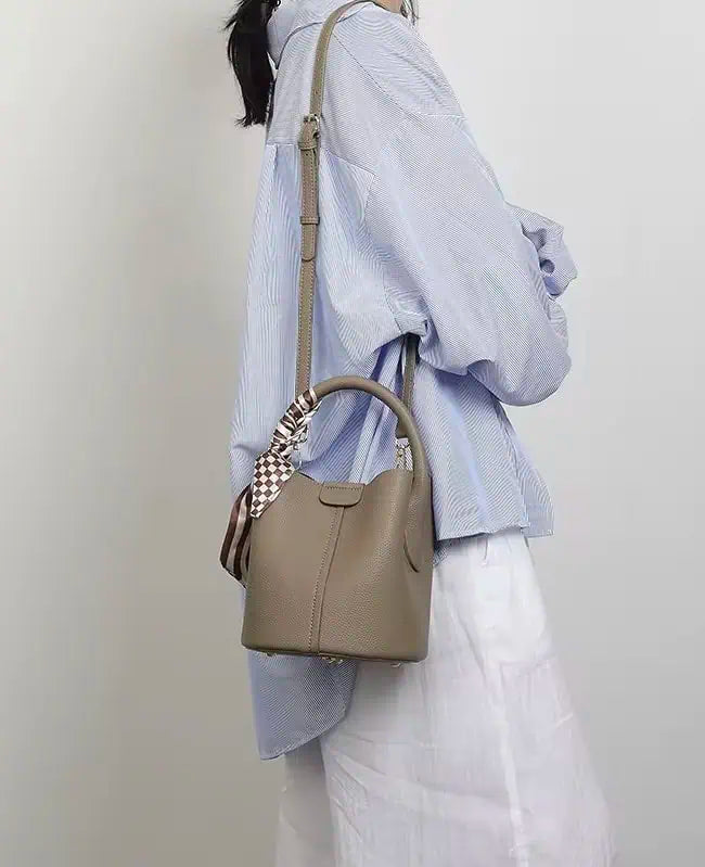 Bria Genuine Leather Bucket Bag | Handbags Daverri Fashions