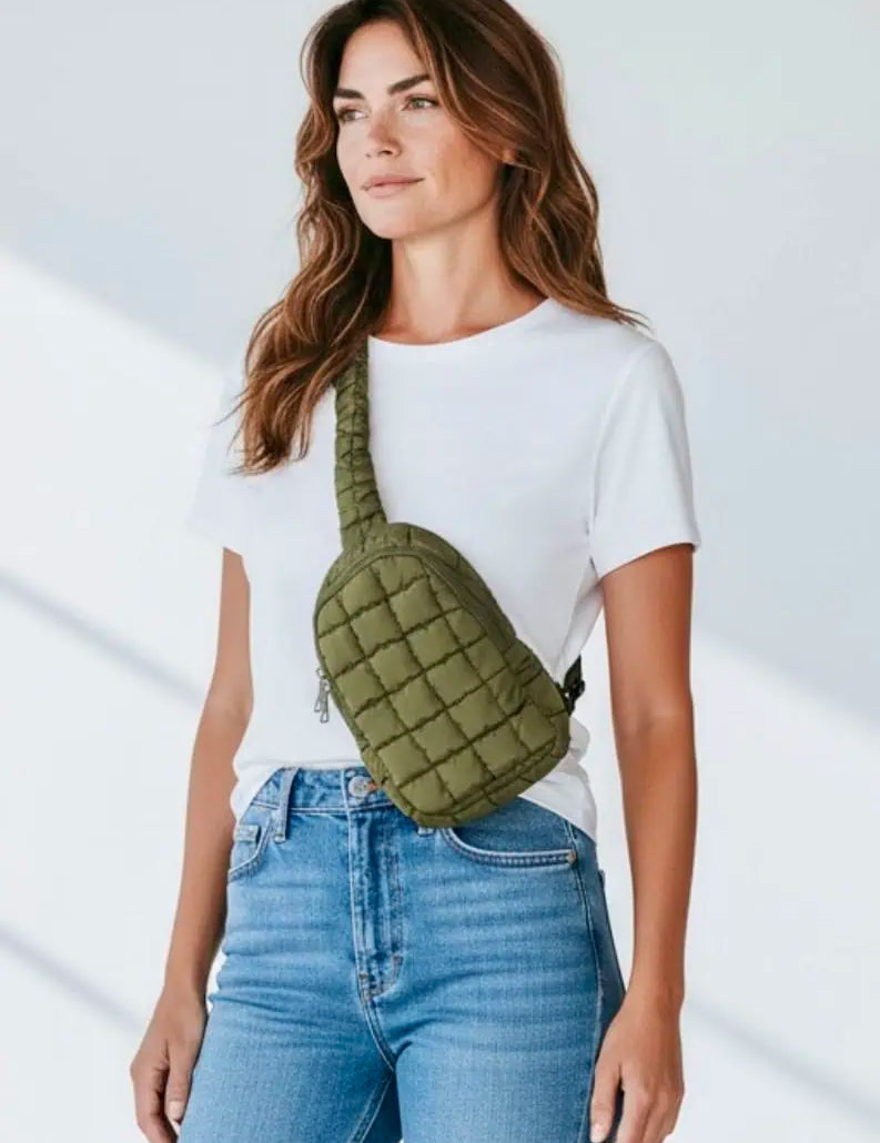 Quilted Nylon Crossbody Bag | Cross Body Bags Daverri Fashions