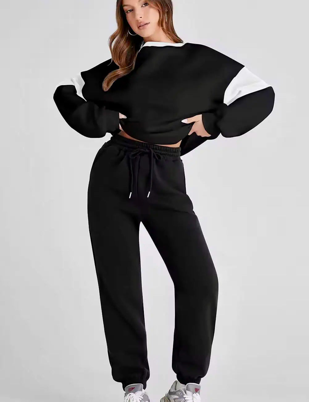 Drop Shoulder Loose Sweatshirt and Joggers Active Set | Loungewear sets Daverri Fashions