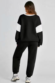 Drop Shoulder Loose Sweatshirt and Joggers Active Set | Loungewear sets Daverri Fashions