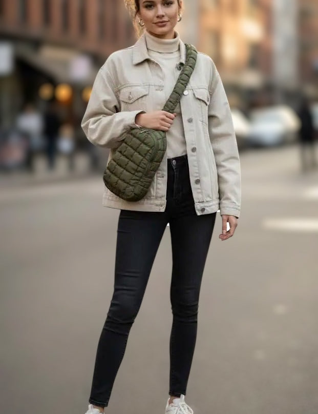Quilted Nylon Crossbody Bag | Cross Body Bags Daverri Fashions