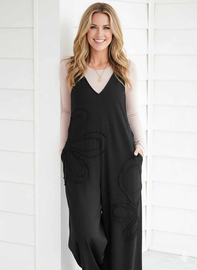 V-Neck Wide Leg Jumpsuit | Jumpsuits Daverri Fashions