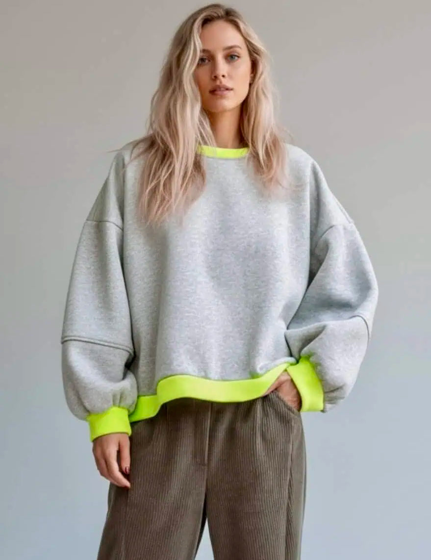 Contrast Trim Oversized Sweatshirt | Sweatshirts Daverri Fashions