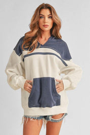 Dropped Shoulder Kangaroo Pocket Hoodie | Tops Daverri Fashions