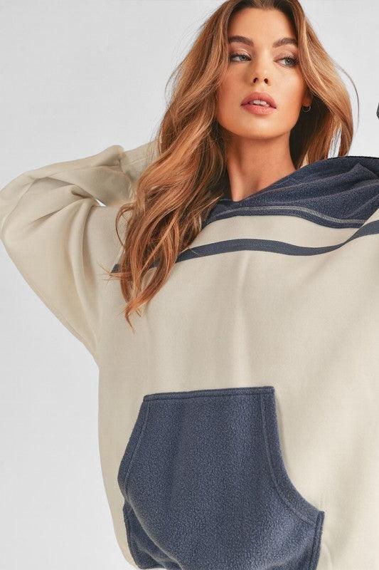 Dropped Shoulder Kangaroo Pocket Hoodie | Tops Daverri Fashions