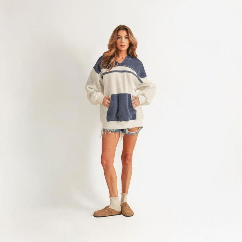 Dropped Shoulder Kangaroo Pocket Hoodie | Tops Daverri Fashions