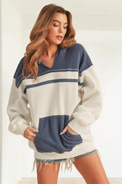 Dropped Shoulder Kangaroo Pocket Hoodie | Tops Daverri Fashions