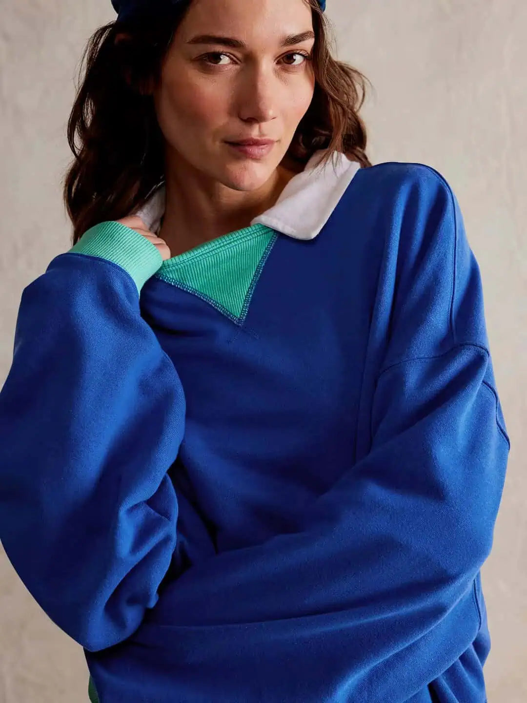 Contrast Dropped Shoulder Long Sleeve Sweatshirt | Sweatshirts Daverri Fashions