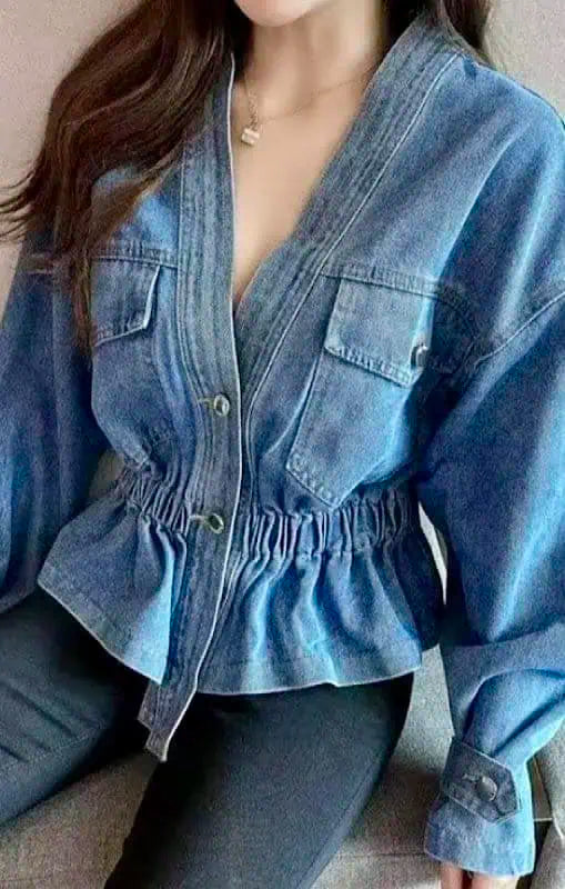 V Neck Denim Jacket | Denim Jackets Daverri Fashions