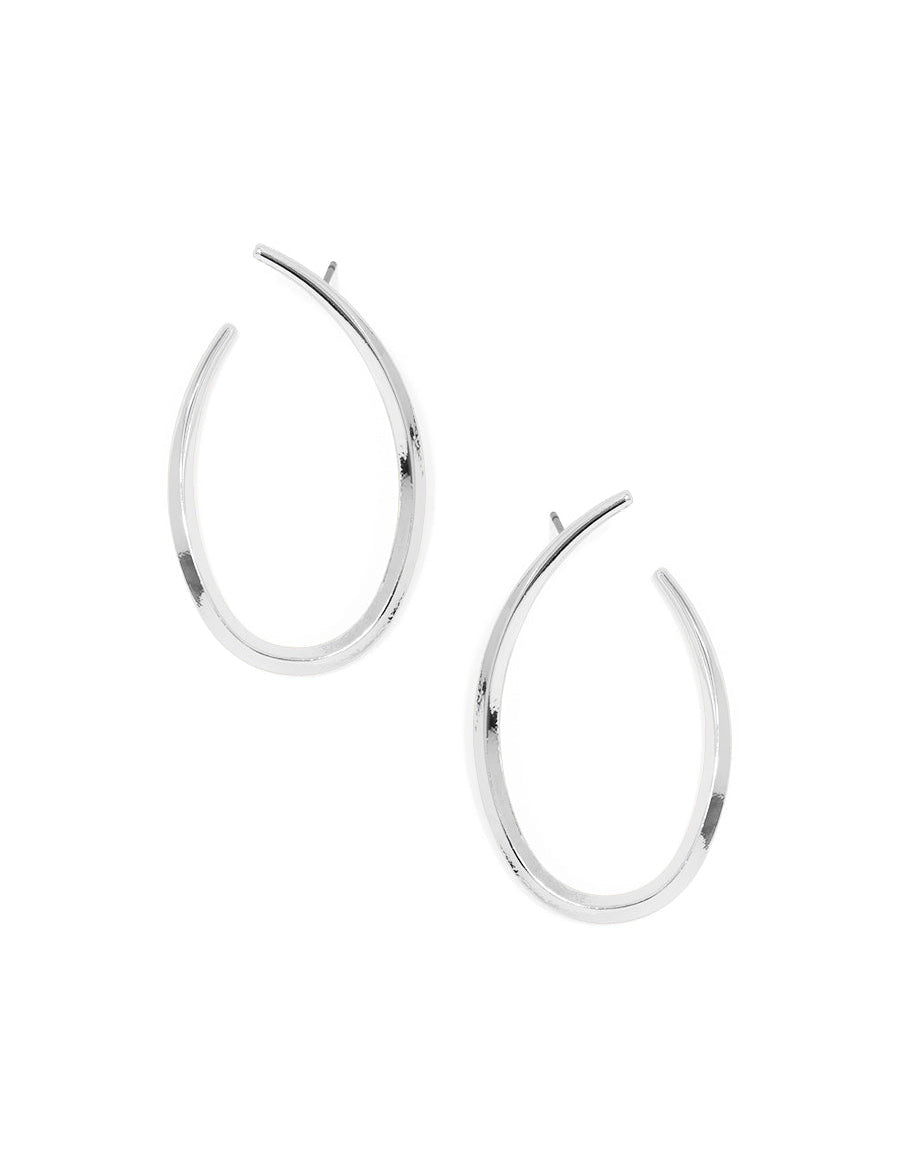 Silver Oval Hoop Earrings | Earrings Daverri Fashions