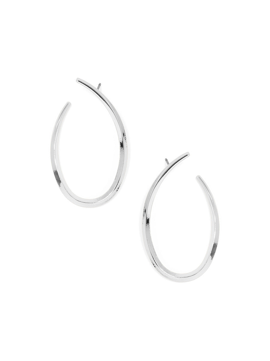 Silver Oval Hoop Earrings | Earrings Daverri Fashions