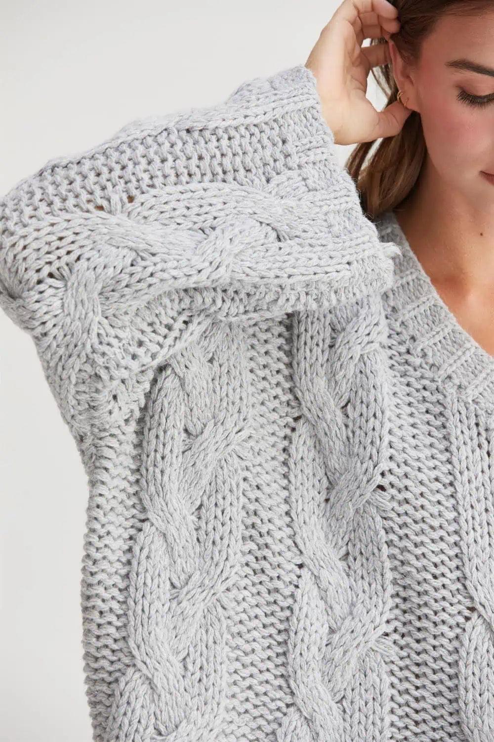 HYFVE Cable Knit V-Neck Sweater | Sweaters Daverri Fashions