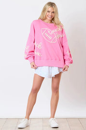 Football & Letter Round Neck Long Sleeve Sweatshirt | Sweatshirts Daverri Fashions