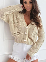 Button Up V-Neck Cardigan | Cardigans Daverri Fashions