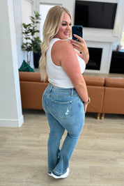 Isla Mid Rise Distressed Released Hem Bootcut Jeans | Womens Daverri Fashions