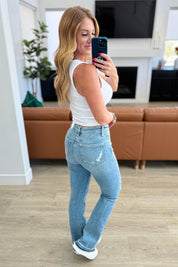 Isla Mid Rise Distressed Released Hem Bootcut Jeans | Womens Daverri Fashions