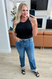 Campbell High Rise Center Seam Detail Straight Jeans | Jeans Daverri Fashions