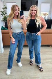 Campbell High Rise Center Seam Detail Straight Jeans | Jeans Daverri Fashions