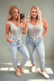 Judy Blue High Rise Vintage Denim Jogger | Denim Joggers Daverri Fashions