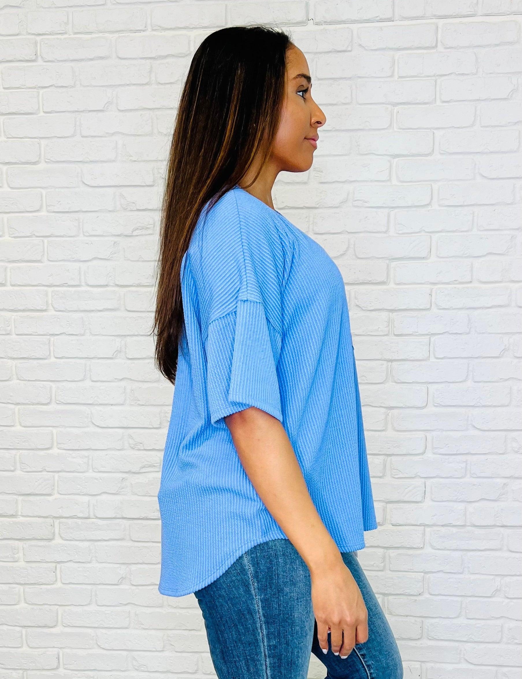 Andree by Unit V-Neck Periwinkle Blue Basic Tee | T-Shirts Daverri Fashions