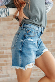 High Rise Button Fly Judy Blue Denim Cutoff Shorts | Shorts Daverri Fashions