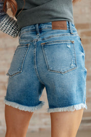 High Rise Button Fly Judy Blue Denim Cutoff Shorts | Shorts Daverri Fashions