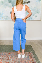 Lisa High Rise Control Top Wide Leg Crop Jeans in Sky Blue | Jeans Daverri Fashions