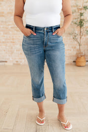 Judy Blue Laura Mid Rise Cuffed Skinny Capri Jeans | Jeans Daverri Fashions