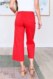 Judy Blue Red High Rise Control Top Wide Leg Crop Jeans | Jeans Daverri Fashions