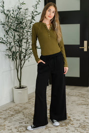 Lounge Line Wide Leg Sweats in Black | Womens Daverri Fashions