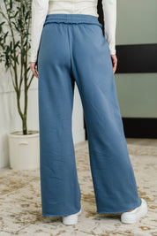 Lounge Line Wide Leg Sweats in Dusty Blue | Womens Daverri Fashions