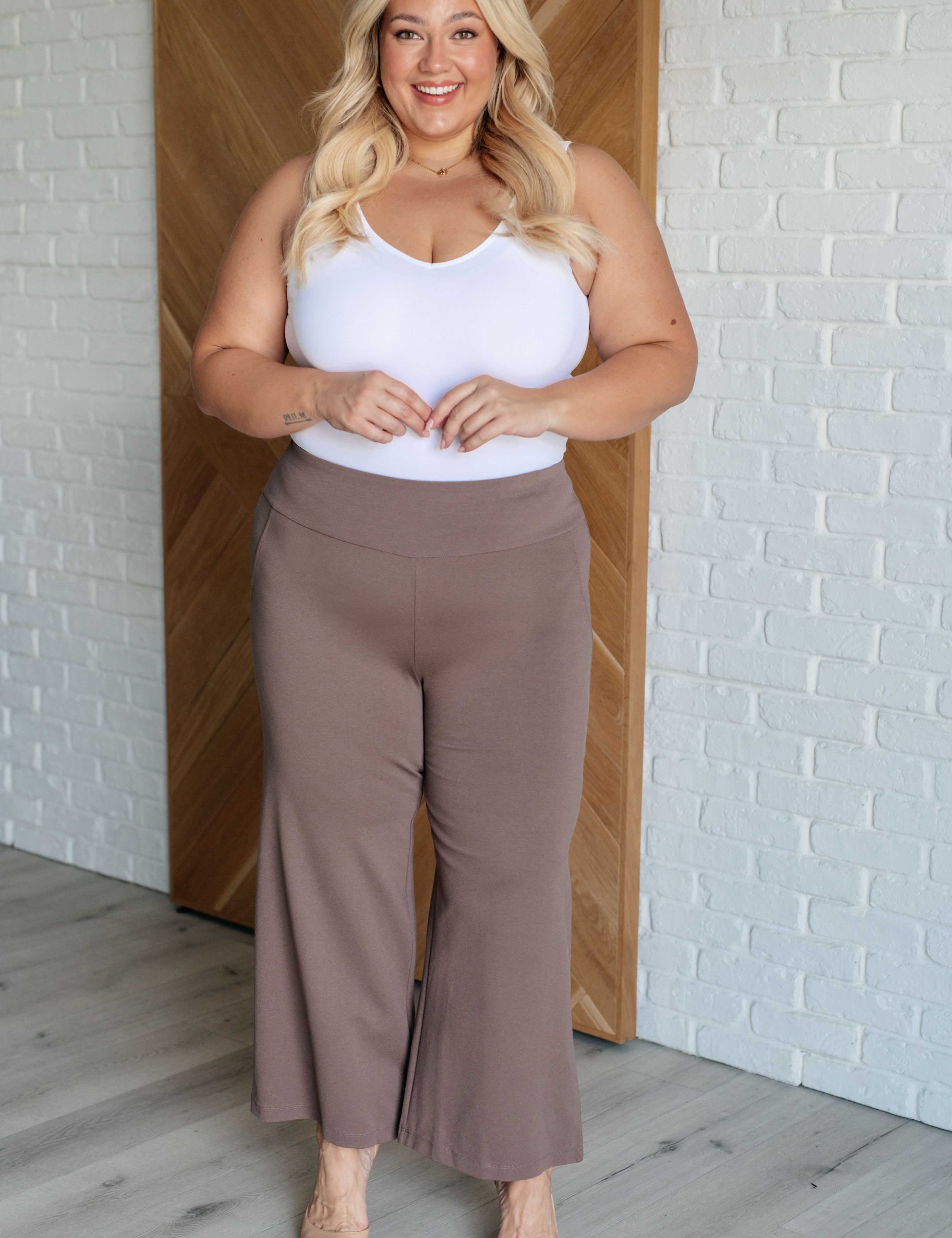 Magic Wide Leg Crop Pants in Dark Mocha | Bottoms Daverri Fashions
