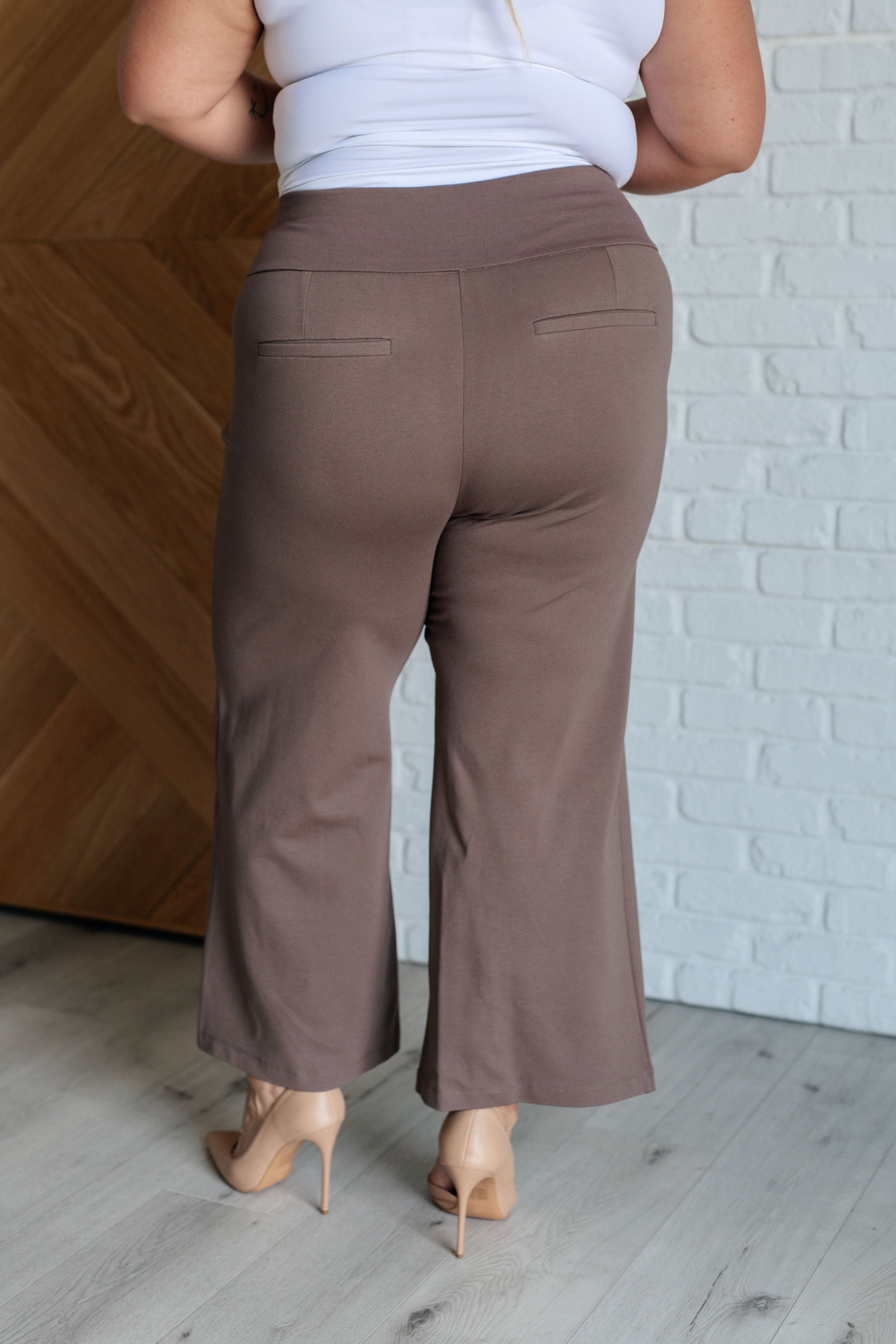 Magic Wide Leg Crop Pants in Dark Mocha | Bottoms Daverri Fashions